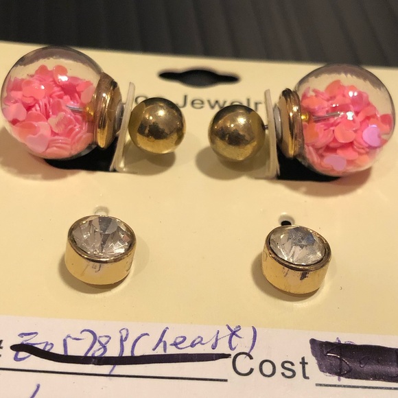 Gold Tone Reversible Stud Earrings and Stud Set - Picture 3 of 6